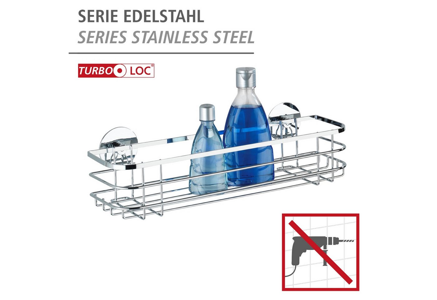 WENKO Badregal Turbo-Loc®, Badregal, befestigen ohne Bohren, Turbo-Loc®, rostfreier Edelstahl – Bild 4 von 5