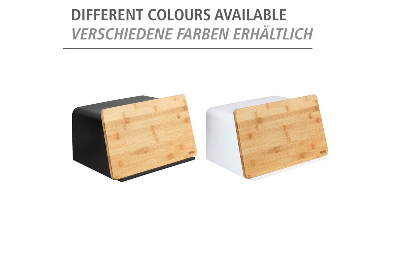 WENKO Brotkasten Modell Kubo, Bambus, Kunststoff, (1-tlg), moderne Brotbox mit integriertem Schneidebrett als Deckel – Bild 4 von 5