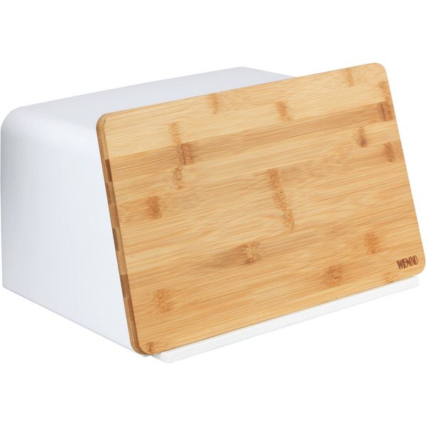 WENKO Brotkasten Modell Kubo, Bambus, Kunststoff, (1-tlg), moderne Brotbox mit integriertem Schneidebrett als Deckel