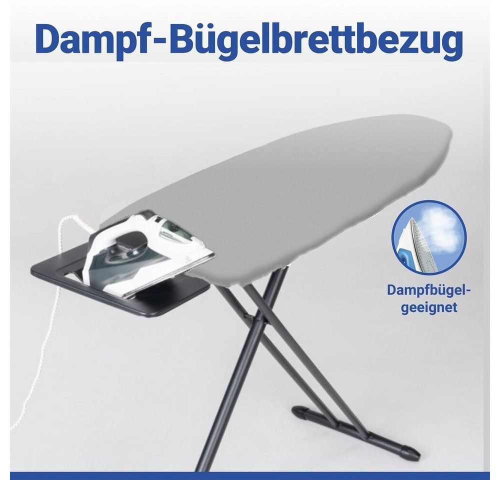 WENKO Bügelbrettbezug Bügelbrettbezug Basic L/XL dampfbügelgeeignet Grau, Zubehör für Bügelbretter bis 140 x 50 cm, Dampfbügelgeeignet – Bild 3 von 3