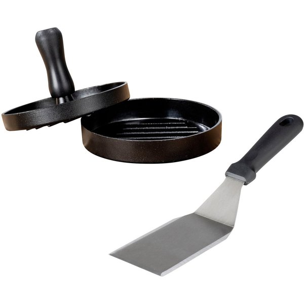 WENKO Burgerpresse Burger-Set (2 St), Aluminium, Edelstahl, Hamburgerpresse & Plancha Spachtel, Grillzubehör, rostfreier Edelstahl