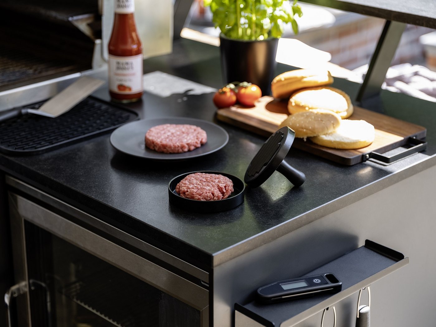 WENKO Burgerpresse Burger-Set (2 St), Aluminium, Edelstahl, Hamburgerpresse & Plancha Spachtel, Grillzubehör, rostfreier Edelstahl – Bild 2 von 5