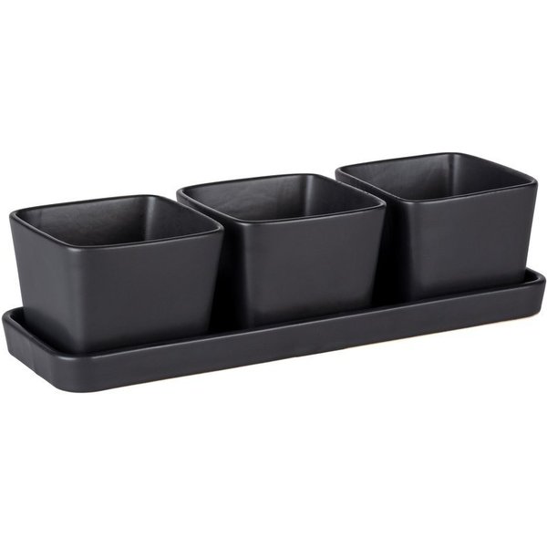 WENKO Dipschale Snack & Dip, Keramik, (Set, 3-tlg), Snackschalen für Knabbereien, Dips & Antipasti, je 300 ml, mit Tablett