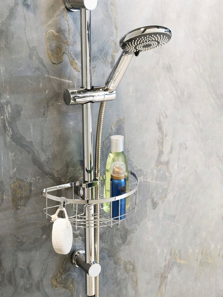 WENKO Duschablage Duschstangencaddy Floresta Rund, Anbringung ohne Bohren und Schrauben – Bild 2 von 5