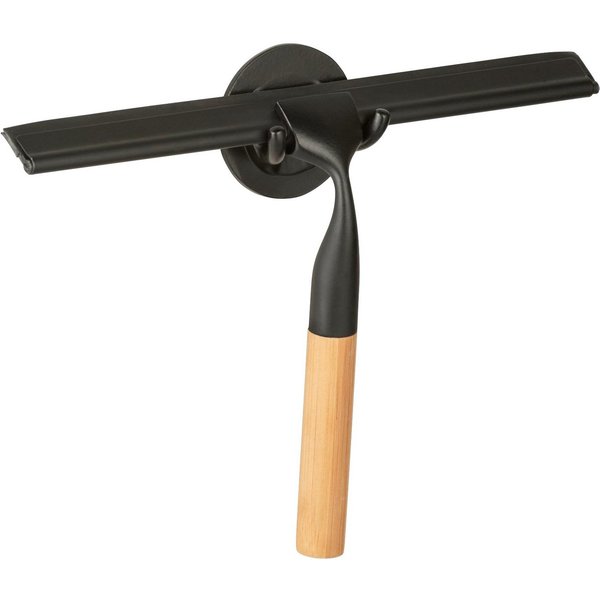 WENKO Duschabzieher Bambusa, 24 cm, aus Bambus und Edelstahl, Befestigen ohne Bohren
