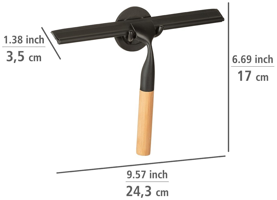 WENKO Duschabzieher Bambusa, 24 cm, aus Bambus und Edelstahl, Befestigen ohne Bohren – Bild 3 von 3