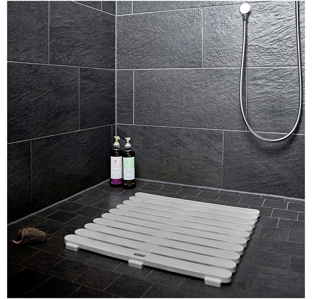 WENKO Duschmatte Modell Indoor & Outdoor, Höhe 3 mm, Kunststoff, quadratisch, Duschrost aus stabilem Kunststoff, rutschhemmende Unterseite – Bild 2 von 5