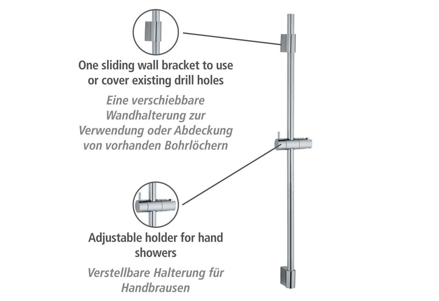 WENKO Duschstange Classic, Chrom – Bild 3 von 4