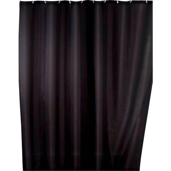 WENKO Duschvorhang Uni Black Breite 180 cm, Höhe 200 cm, Polyester, waschbar
