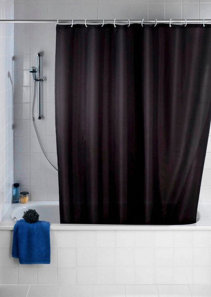 WENKO Duschvorhang Uni Black Breite 180 cm, Höhe 200 cm, Polyester, waschbar – Bild 2 von 5