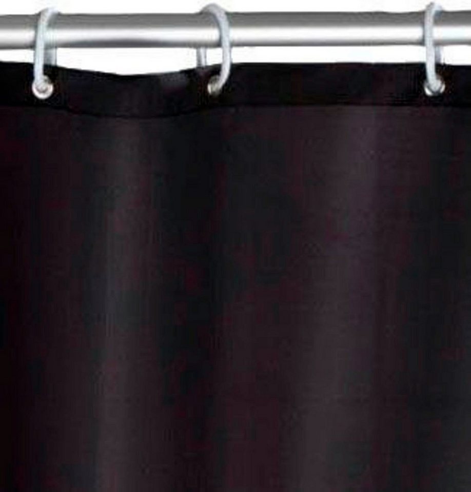 WENKO Duschvorhang Uni Black Breite 180 cm, Höhe 200 cm, Polyester, waschbar – Bild 3 von 5