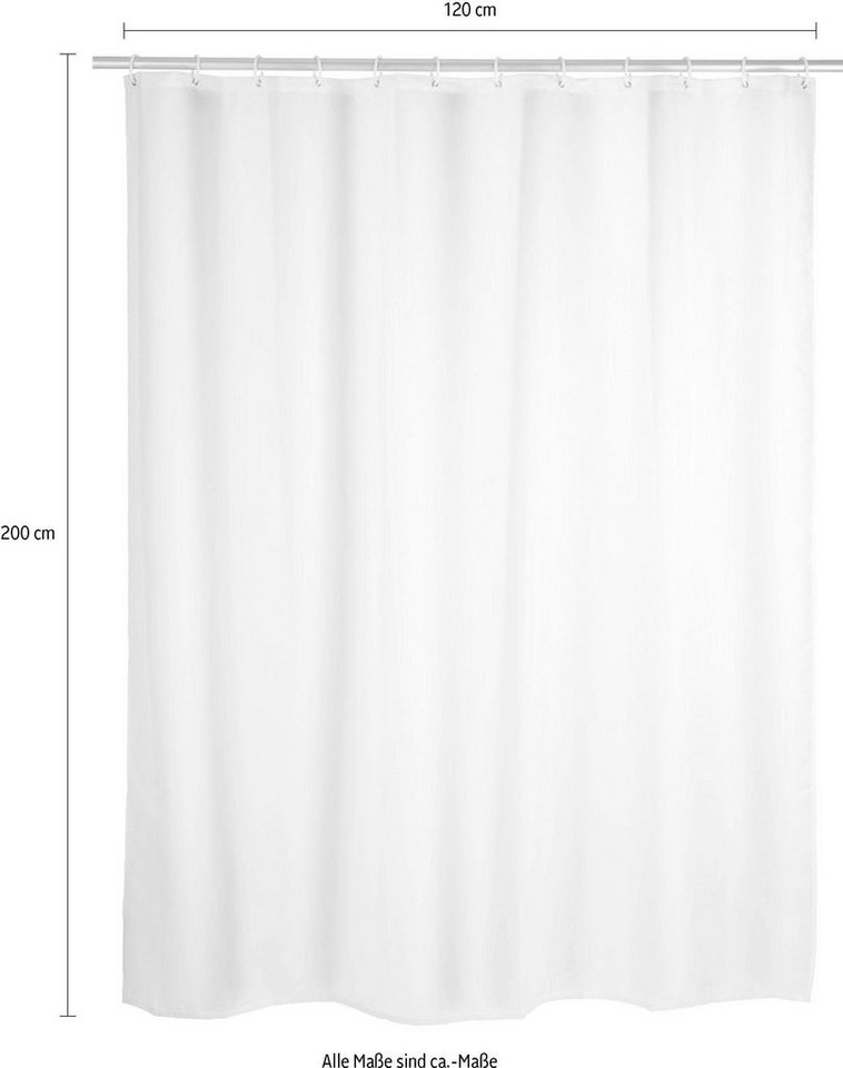 WENKO Duschvorhang Uni Breite 120 cm, Höhe 200 cm – Bild 3 von 3