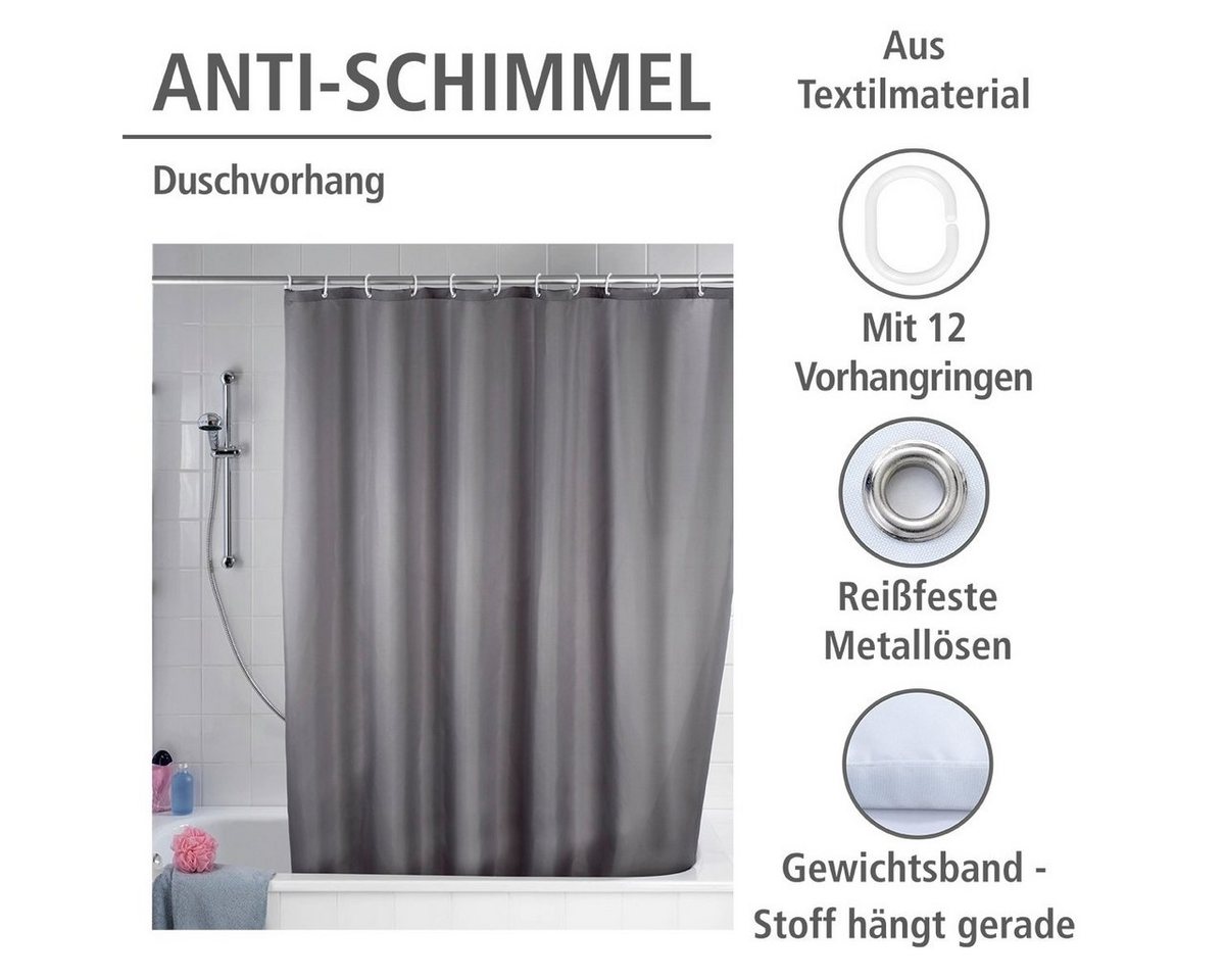 WENKO Duschvorhang Uni White Breite 180 cm, Höhe 200 cm, Polyester, waschbar – Bild 5 von 5