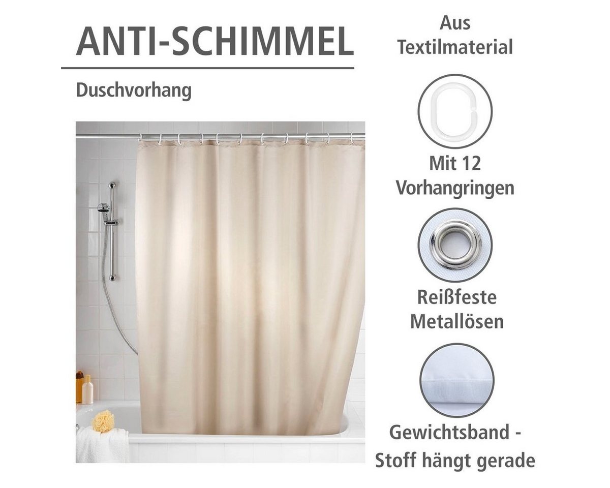 WENKO Duschvorhang Uni White Breite 180 cm, Höhe 200 cm, Polyester, waschbar – Bild 5 von 5