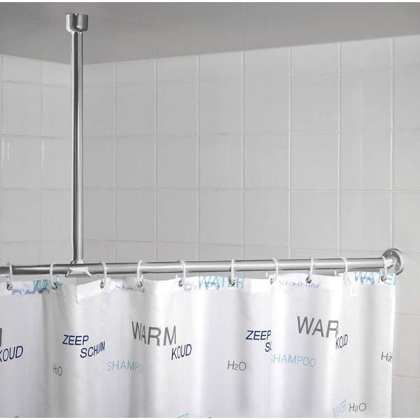 WENKO Duschvorhangstange, Fixmaß, mit Bohren, verschraubt, Aluminium, Kunststoff