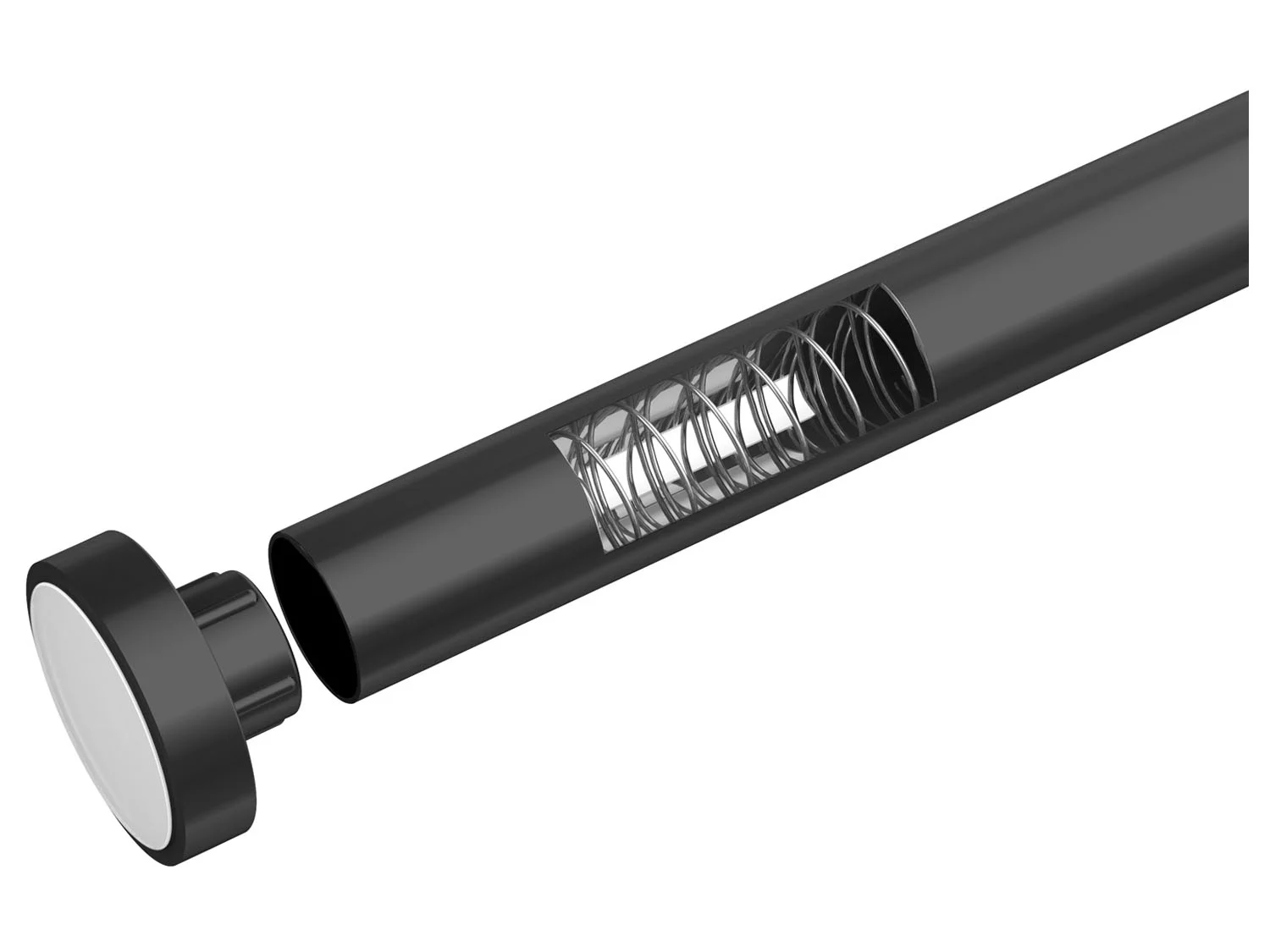 WENKO Duschvorhangstange Luz, Ø 280 mm, ausziehbar, ohne Bohren, geklemmt, Aluminium, Kunststoff, ohne bohren, 70 - 115 cm, aus rostfreiem Aluminium – Bild 2 von 4