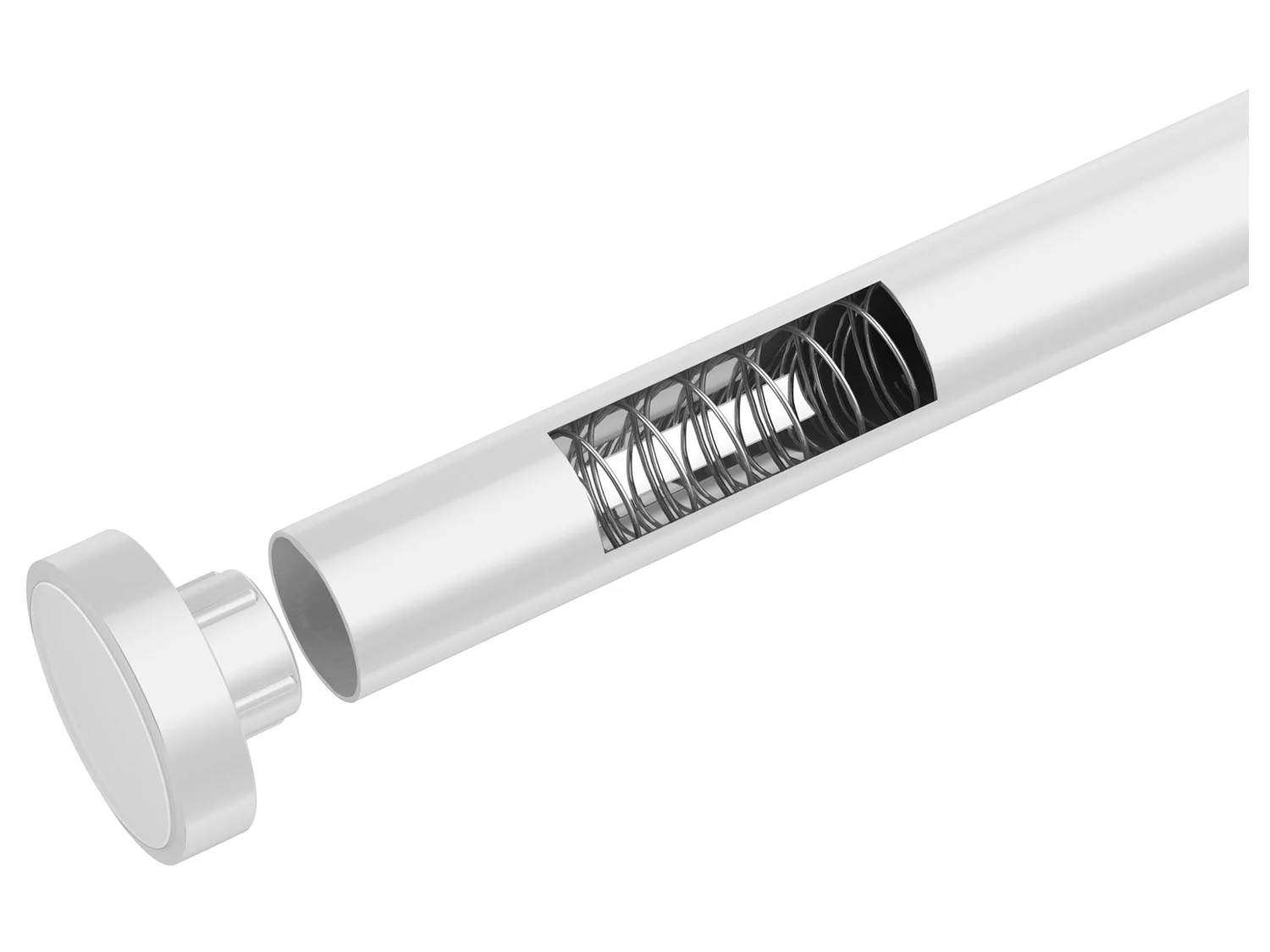 WENKO Duschvorhangstange Luz, Ø 280 mm, ausziehbar, ohne Bohren, geklemmt, Aluminium, Kunststoff, ohne bohren, 70 - 115 cm, aus rostfreiem Aluminium – Bild 2 von 4