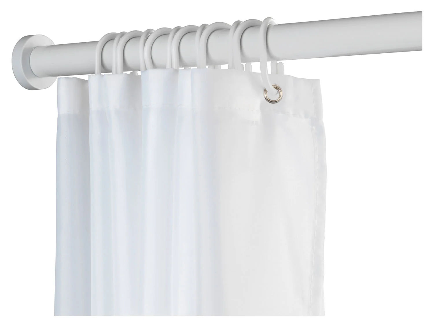 WENKO Duschvorhangstange Luz, Ø 280 mm, ausziehbar, ohne Bohren, geklemmt, Aluminium, Kunststoff, ohne bohren, 70 - 115 cm, aus rostfreiem Aluminium – Bild 4 von 4