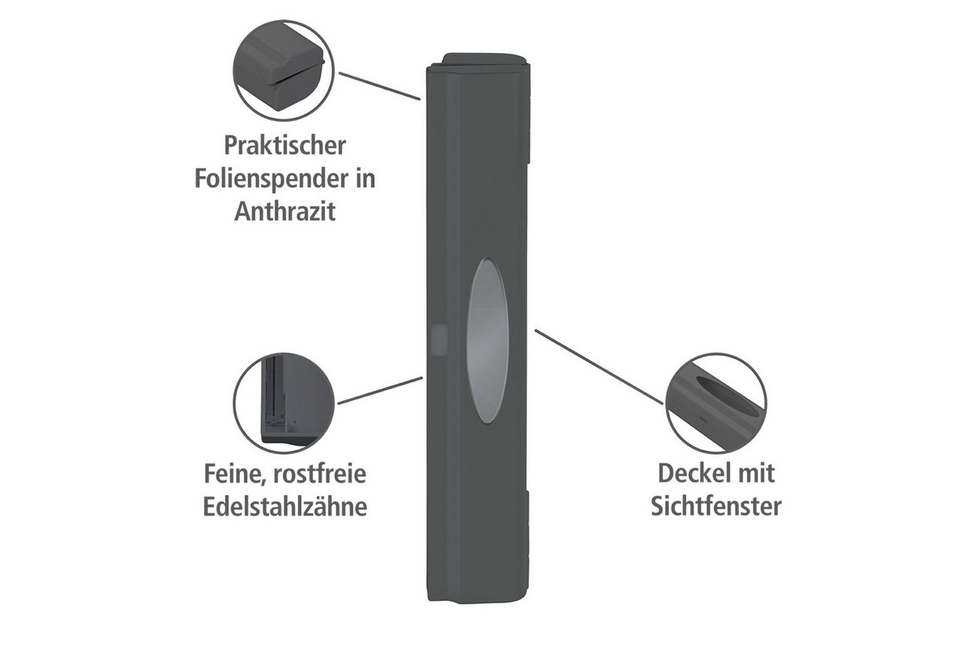 WENKO Folienspender Modell Perfect-Cutter, für Folienrollen bis 33 cm Breite, für Alufolien und Frischhaltefolien – Bild 2 von 5
