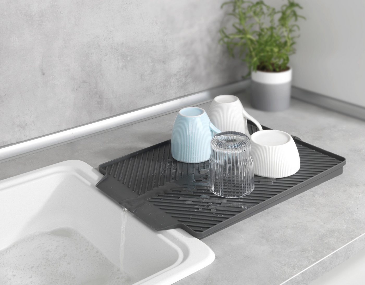 WENKO Geschirrständer Modell Linea, Abtropfmatte für Geschirr, zur seitlichen Erweiterung des Spülbeckens – Bild 4 von 5