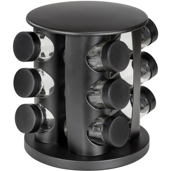 WENKO Gewürzkarussell Modell Bruna, (Set, 13-tlg), 360° drehbares Gewürzregal mit 12 Gewürzgläsern und Stickern
