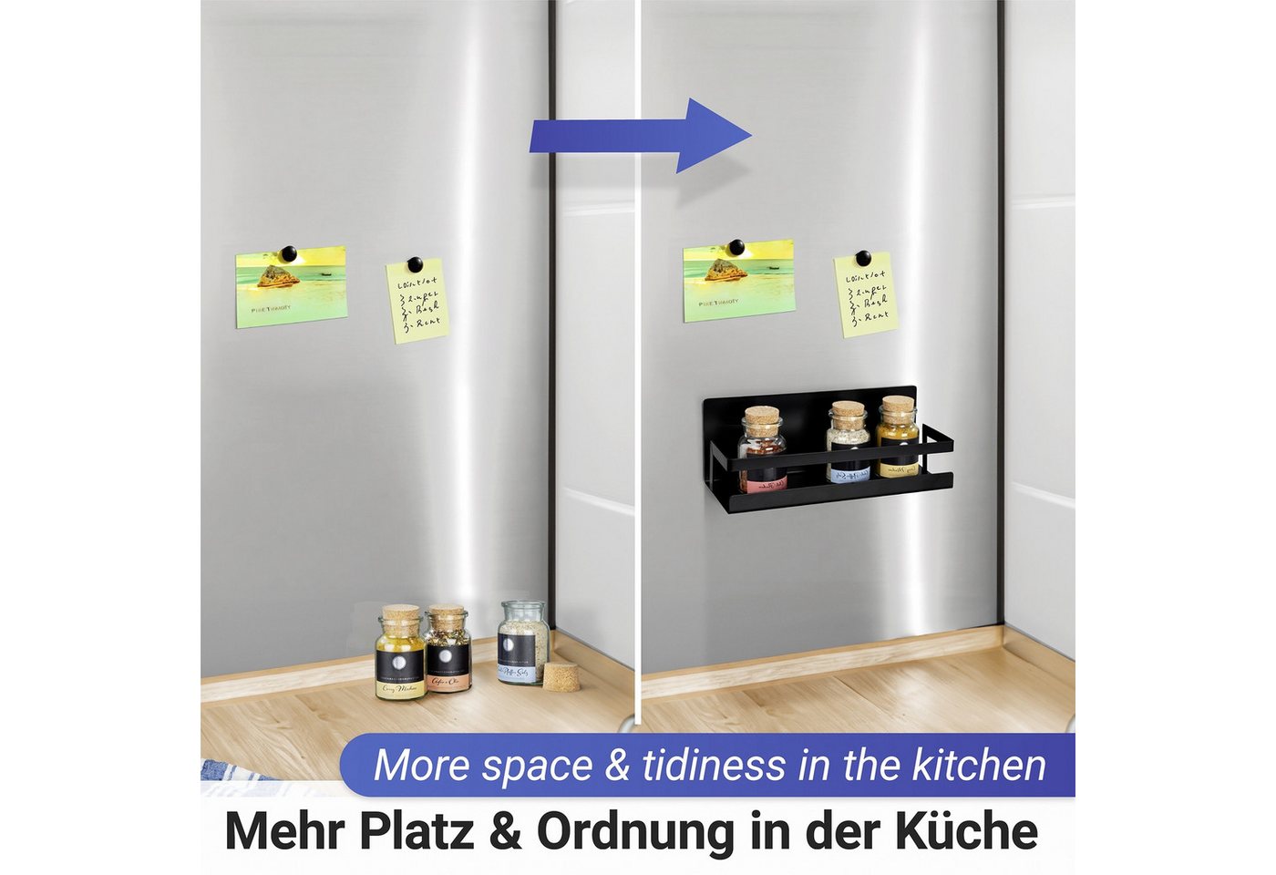 WENKO Gewürzregal Modell Ima, magnetisches Küchenregal, pulverbeschichtetes Metall – Bild 4 von 5