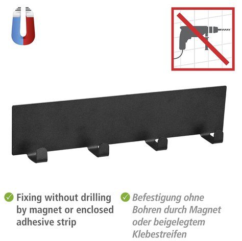 WENKO Hakenleiste Modell Ima, magnetisch, mit 4 Haken für Spültücher und Grillzubehör, ohne Bohren – Bild 5 von 5