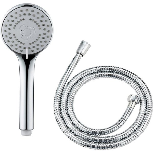 WENKO Handbrause Modell Basic Line Duschkopf Set, (2-tlg), klassischer Brausekopf mit 5 Strahlarten, 150 cm Brauseschlauch