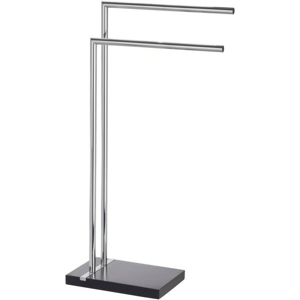WENKO Handtuchständer Noble Black, aus Edelstahl, 2 Handtuchstangen, schwere Bodenplatte