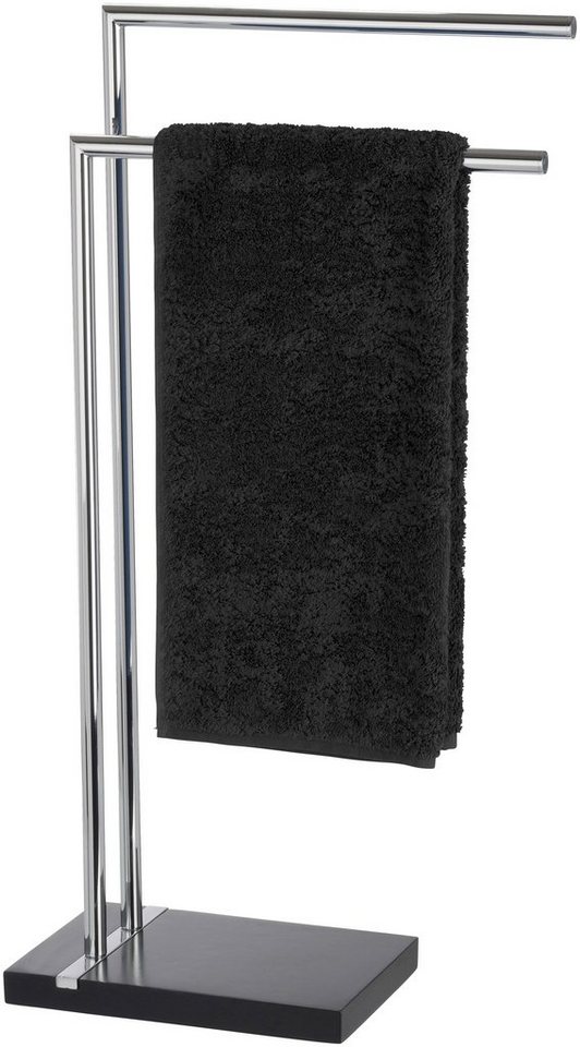 WENKO Handtuchständer Noble Black, aus Edelstahl, 2 Handtuchstangen, schwere Bodenplatte – Bild 2 von 2