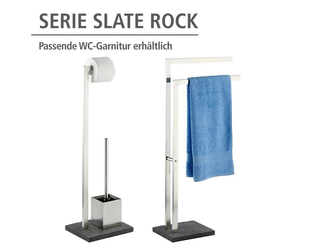 WENKO Handtuchständer Slate Rock, mit 2 Armen, Kleiderständer, Edelstahl rostfrei – Bild 3 von 5