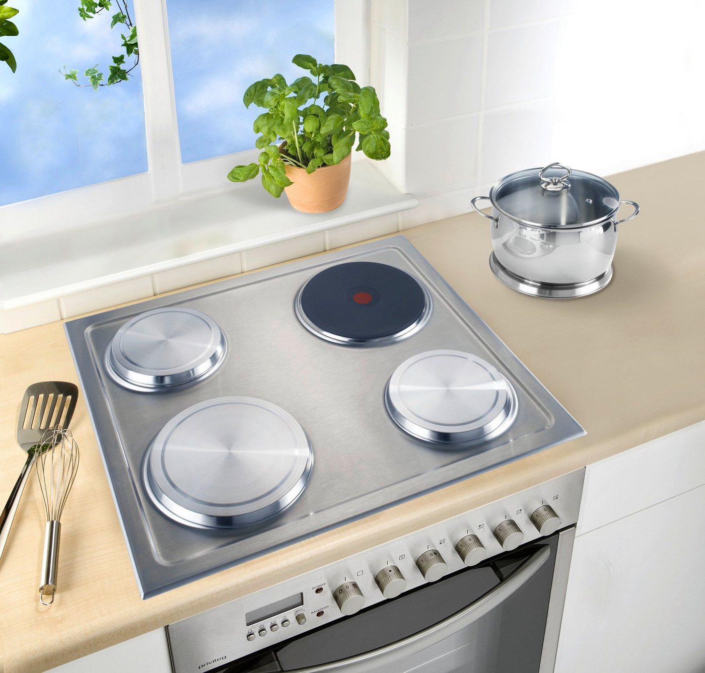 WENKO Herd-Abdeckplatte Modell Edelstahl, Edelstahl, (Set, 4 tlg., bestehend aus 2x ø 16 cm, 2x ø 20 cm), für Elektroherde, 2 Größen, auch als Topfuntersetzer v – Bild 2 von 5