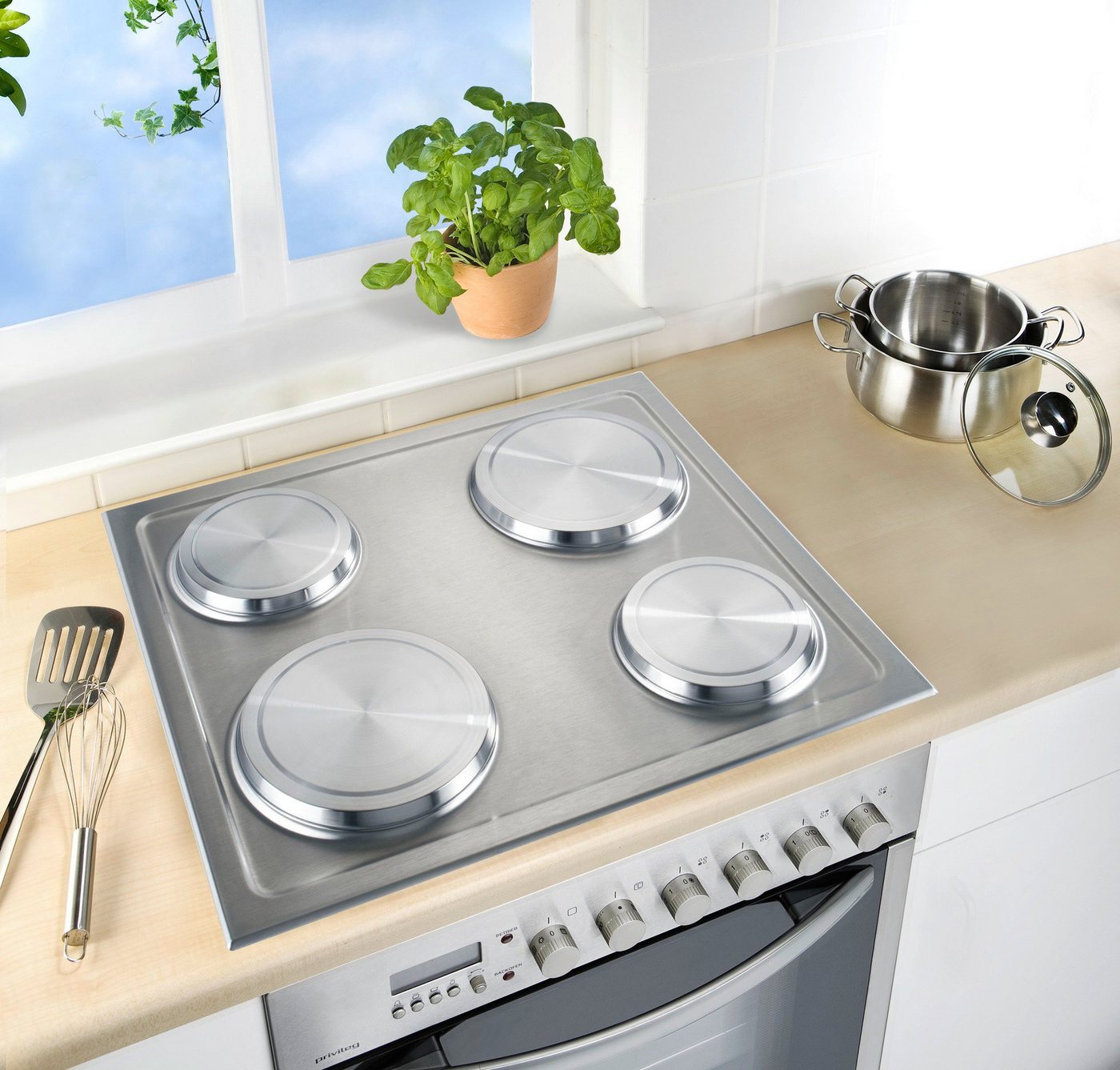 WENKO Herd-Abdeckplatte Modell Edelstahl, Edelstahl, (Set, 4 tlg., bestehend aus 2x ø 16 cm, 2x ø 20 cm), für Elektroherde, 2 Größen, auch als Topfuntersetzer v – Bild 3 von 5