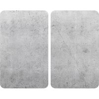 WENKO Herd-Abdeckplatte Universal Modell Beton, Glas, (Set, 2 tlg), Herdabdeckung für alle Herdarten, kratzfest, mit rutschfesten Füßen