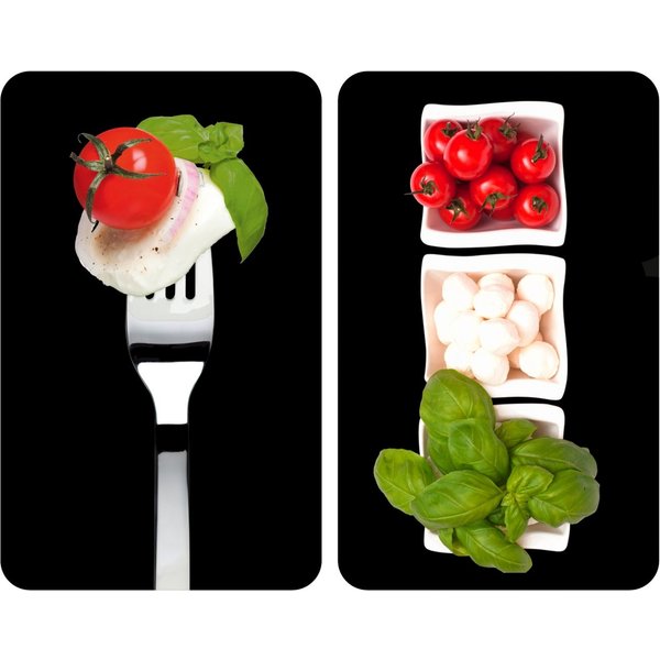 WENKO Herd-Abdeckplatte Universal Modell Caprese, Glas, (Set, 2 tlg), Herdabdeckung für alle Herdarten, kratzfest, mit rutschfesten Füßen