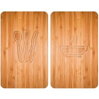 WENKO Herdabdeckplatte Universal 2er Set, für alle Herdarten (Lunch, Holz-Optik)