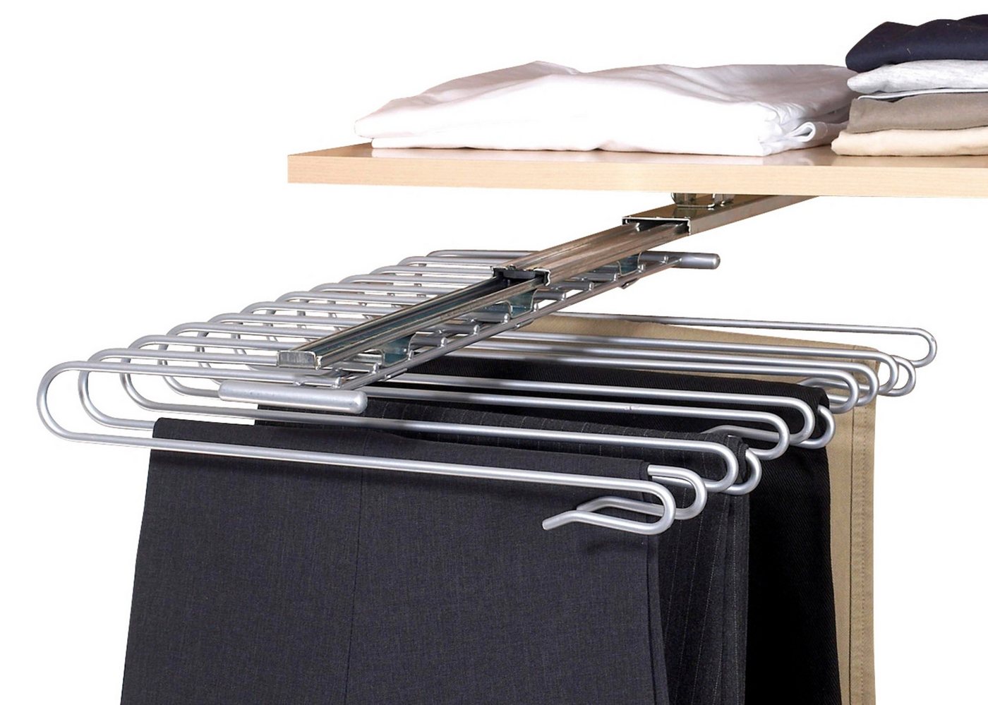 WENKO Hosenauszug Modell Universal, Schrankauszug für 12 Hosen, Hosenhalter für den Kleiderschrank – Bild 3 von 5