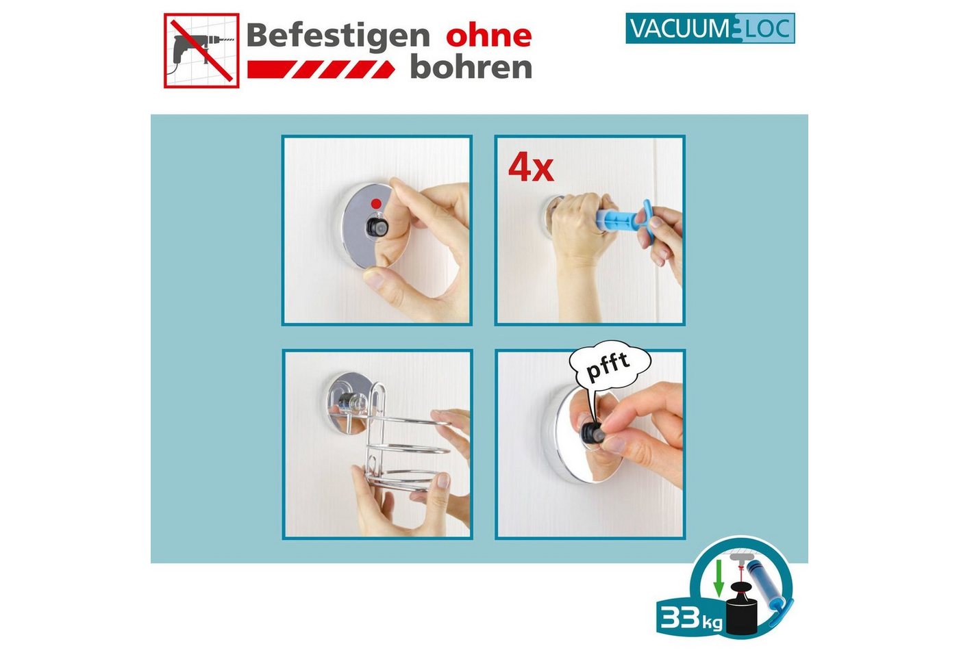 WENKO Klebehaken Vacuum-Loc, (Set, 4-St) – Bild 5 von 5