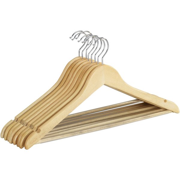 WENKO Kleiderbügel Modell Eco, (Set, 8-tlg), für Garderobe & Kleiderschrank, mit Hosensteg & Rockeinkerbung, Holz