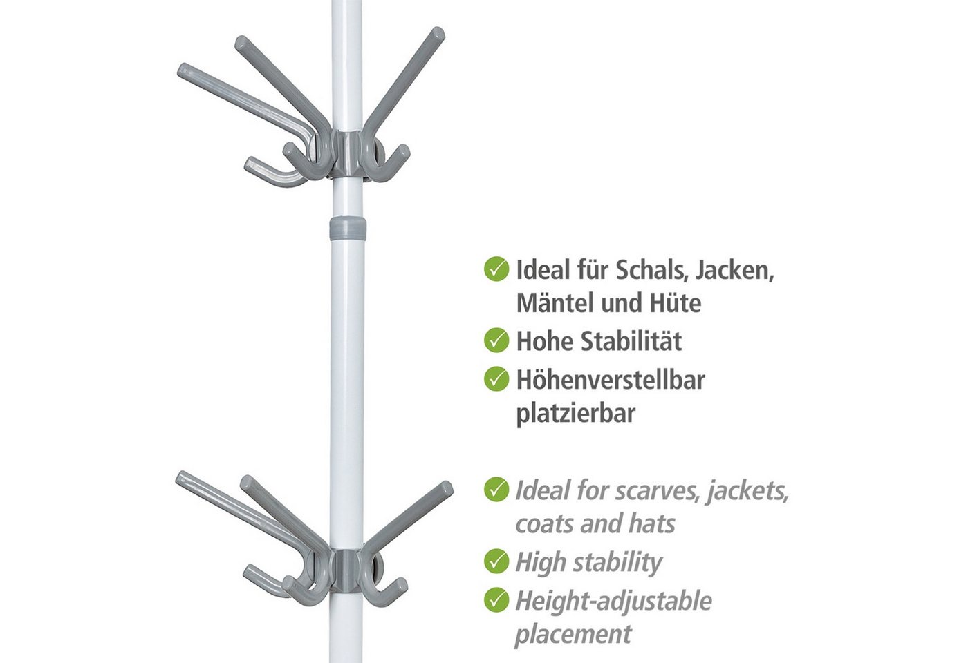 WENKO Kleiderhaken Modell Herkules, (Set, 2-St), Haken mit 3 Aufhängern, Erweiterung zum WENKO Herkules Teleskop-System – Bild 3 von 5