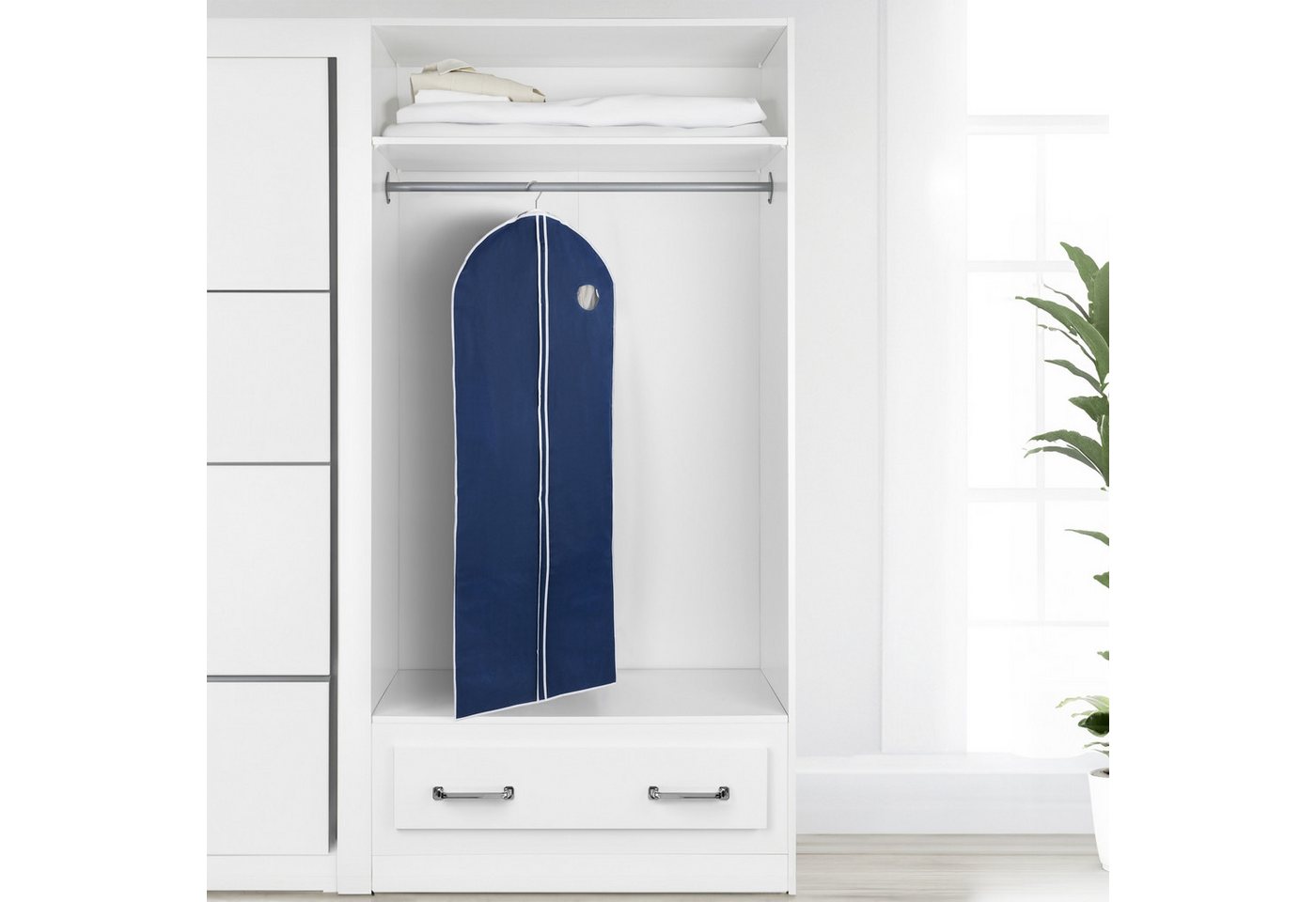 WENKO Kleidersack Modell Air (Set, 4 St) 150 x 60 cm, mit Reißverschluss, Sichtfenster & Kleiderbügelaussparung – Bild 2 von 5