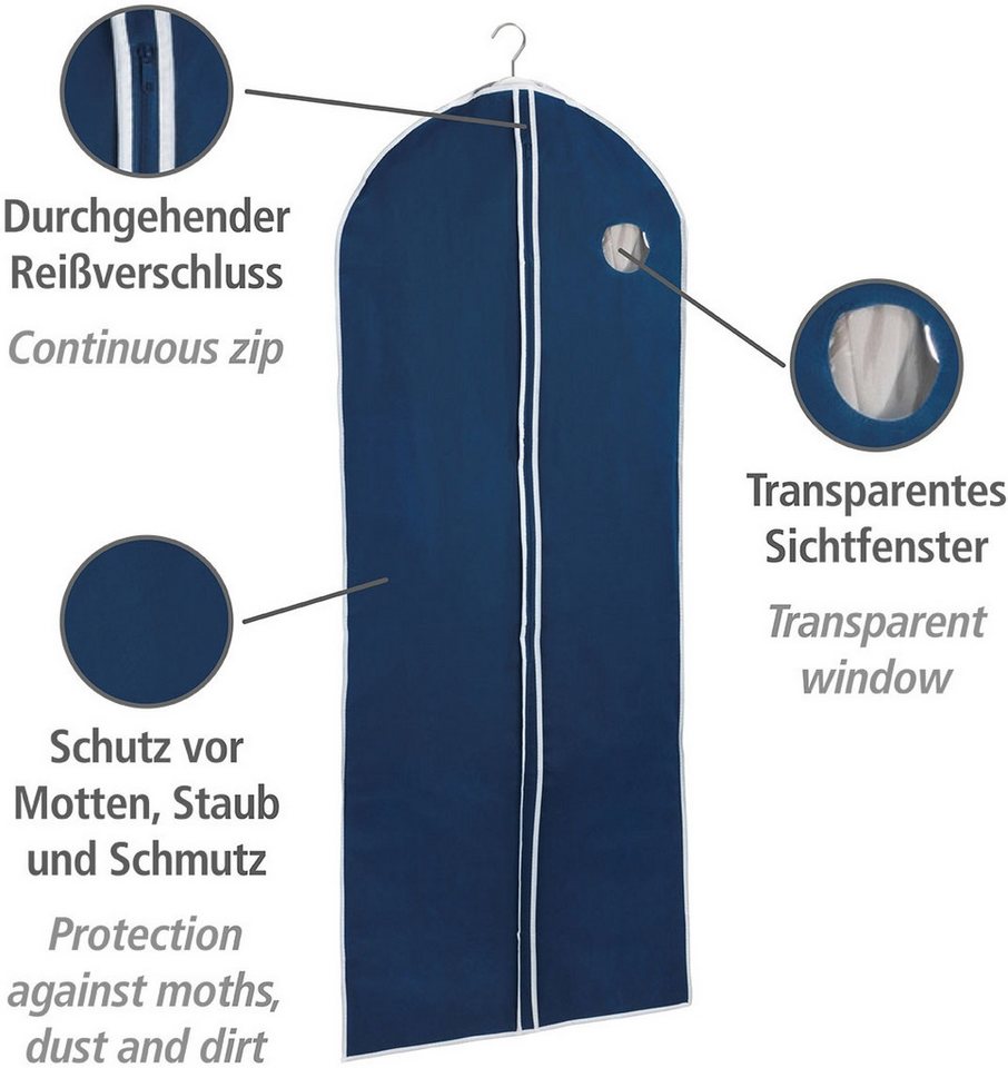 WENKO Kleidersack Modell Air (Set, 4 St) 150 x 60 cm, mit Reißverschluss, Sichtfenster & Kleiderbügelaussparung – Bild 4 von 5