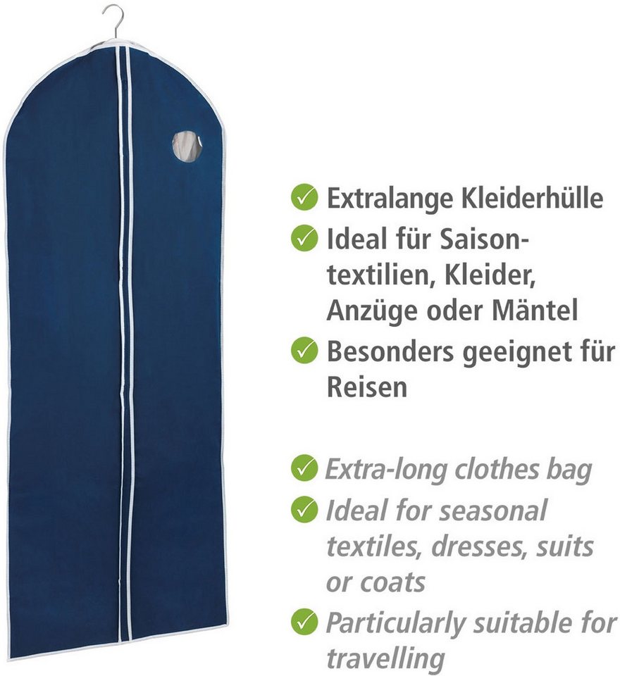 WENKO Kleidersack Modell Air (Set, 4 St) 150 x 60 cm, mit Reißverschluss, Sichtfenster & Kleiderbügelaussparung – Bild 5 von 5
