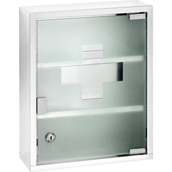 WENKO Medizinschrank Edelstahl und satiniertes Sicherheitsglas, 30 x 40 cm cm