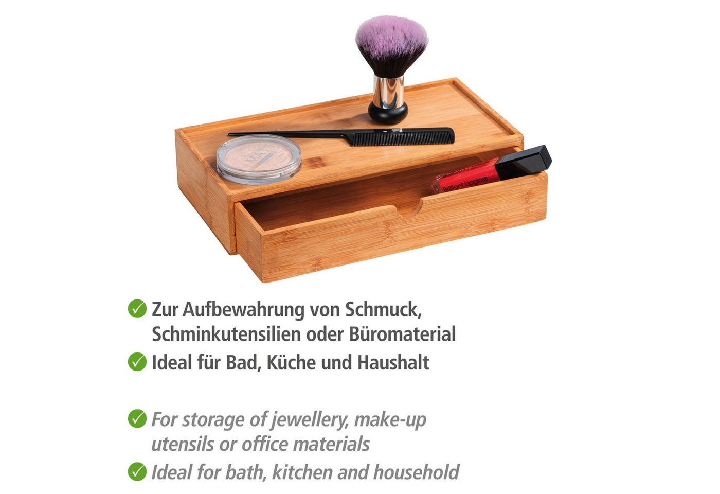 WENKO Organizer Modell Terra, Aufbewahrungsbox mit Schublade, ideal für Bad, Gäste-WC, Küche & Flur – Bild 3 von 5