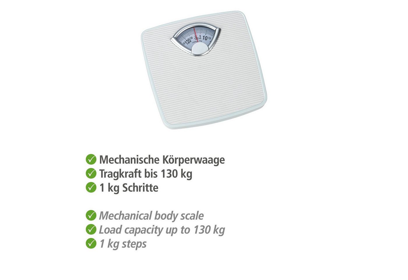 WENKO Personenwaage, analoge Körperwaage bis 130 kg – Bild 5 von 5