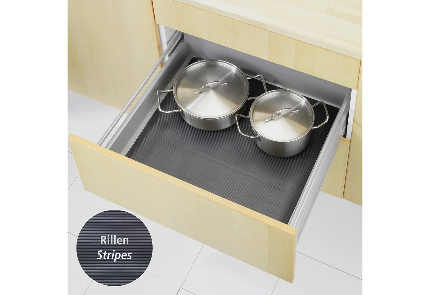WENKO Schubladenmatte Modell schwarz (Set, 3 St) – Bild 4 von 5
