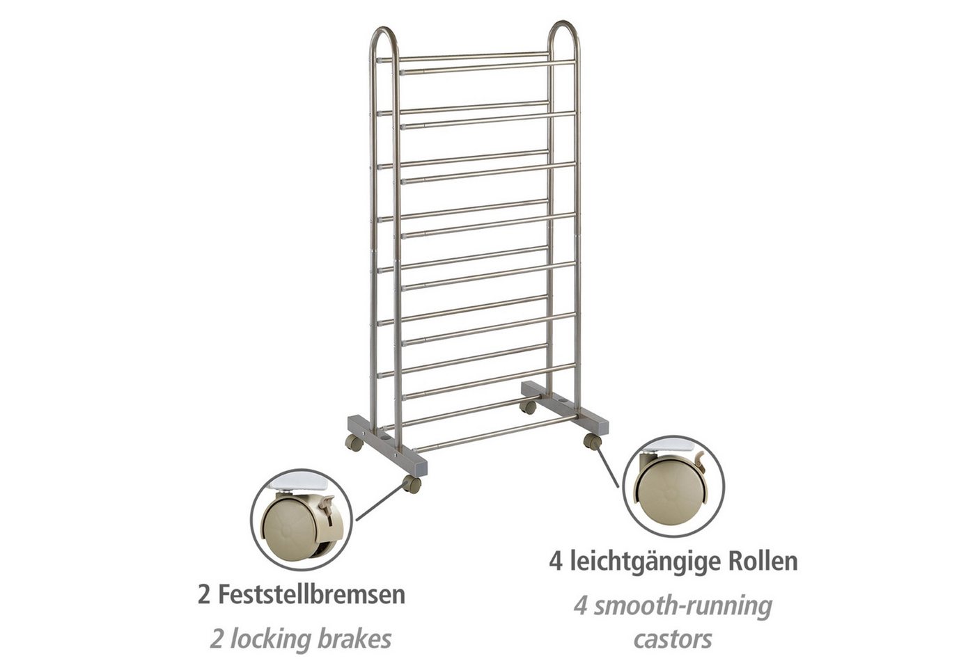 WENKO Schuhregal Modell Giant, für bis zu 42 Paar Schuhe, ausziehbar und fahrbar, mit 4 Rollen – Bild 4 von 5