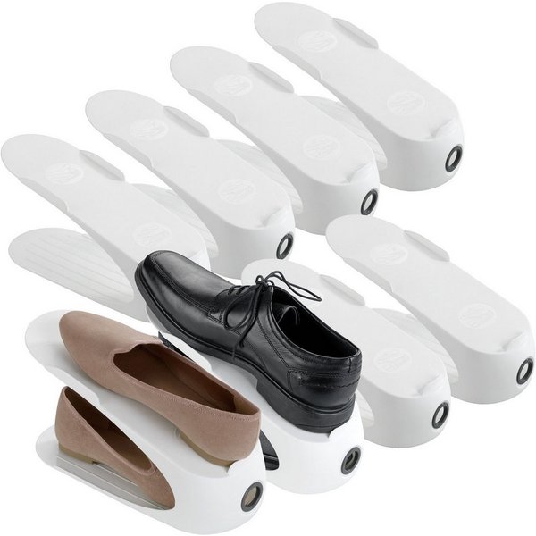 WENKO Schuhstapler Modell Schuhhalter, platzsparend, stapelbar, mit Griffloch für leichtes Entnehmen
