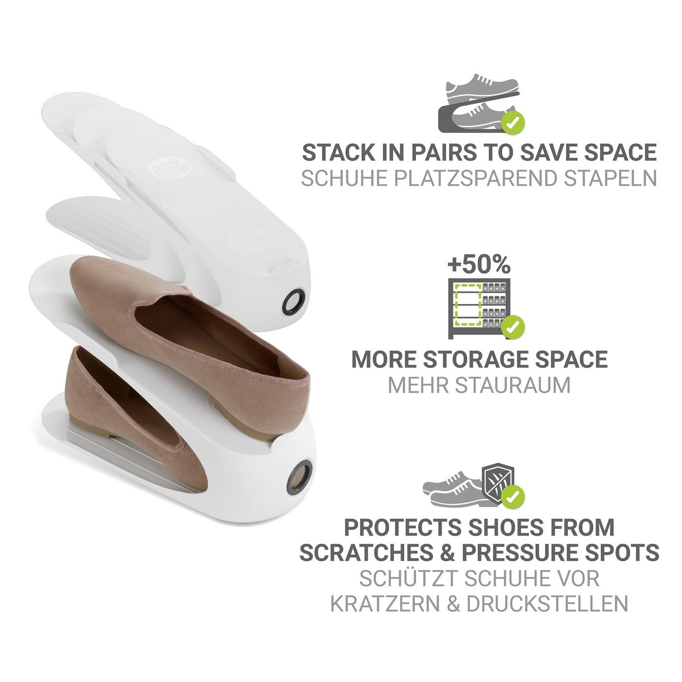 WENKO Schuhstapler Modell Schuhhalter, platzsparend, stapelbar, mit Griffloch für leichtes Entnehmen – Bild 5 von 5